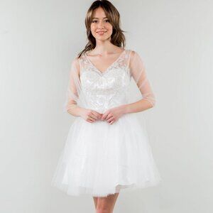 NEW MESH SHORT OFF THE SHOULDER SLEEVELESS DRESS WITH ZIPPER BACK GLS GS1968